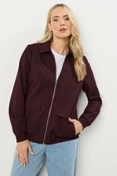 LTS Tall Burgundy Red Pocket Bomber Jacket | Long Tall Sally 3