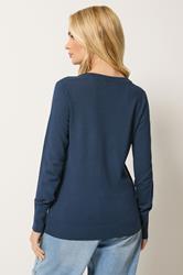 M&Co Navy Blue V-Neck Jumper| M&Co 2