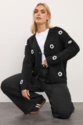 YOURS Plus Size Black Applique Flower Cardigan | Yours Clothing 1