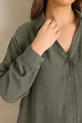EVANS Plus Size Khaki Green Sheer Long Sleeve Shirt | Evans 4