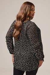 YOURS Plus Size Black Polka Dot Print Pleated Blouse | Yours Clothing 4