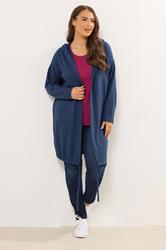 YOURS Plus Size Navy Blue Ribbed Soft Touch Cardigan | Yours Clothing 1