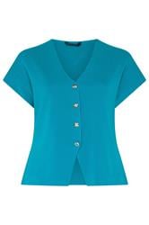 LIMITED COLLECTION Curve Dark Blue Short Sleeve Compact Knitted Top