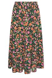 YOURS Plus Size Black Floral Tiered Skirt | Yours Clothing 5