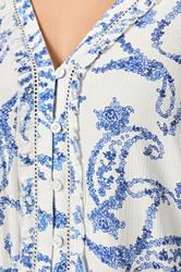 YOURS Plus Size Blue Paisley Print Ruffle Blouse | Yours Clothing 4