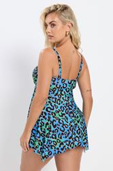 YOURS Plus Size Blue & Green Leopard Print Tankini Top | Yours Clothing 6