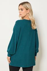 YOURS Plus Size Teal Blue Diamante Embellished Jumper | Yours Clothing 2