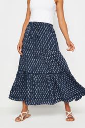 M&Co Navy Blue Floral Print Tiered Maxi Skirt | M&Co 1