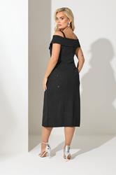 YOURS LONDON Plus Size Black Bardot Glitter Skater Dress | Yours Clothing 2