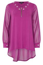 STAR Magenta Pink Eyelet Zip Top