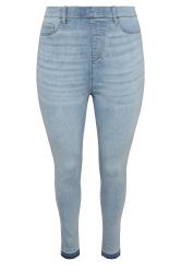 YOURS FOR GOOD Plus Size Light Blue Turn Up GRACE Jeggings | Yours Clothing 5