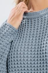 YOURS Plus Size Light Blue Waffle Knit Jumper | Yours Clothing 4