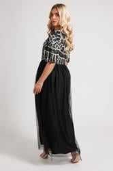 LUXE Plus Size Black Abstract Sequin Embellished Maxi Dress | Yours Clothing 5