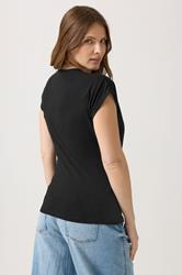 M&Co Black Short Sleeve Wrap Top | M&Co 2