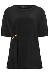 LTS Tall Black Metal Detail Oversized T-Shirt