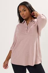 YOURS Plus Size Pink Cotton Placket Shirt | Yours Clothing 3