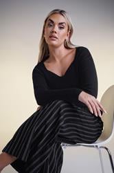 YOURS Plus Size Black Ribbed Knitted Top | Yours Clothing 2