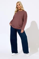 YOURS Plus Size Pink Waffle Knit Jumper | Yours Clothing 1