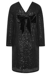 LIMITED COLLECTION Plus Size Black Velvet Bow Sequin Dress | Yours Clothing 6