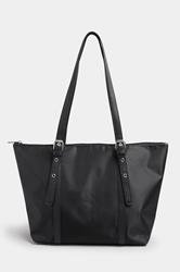 Black Buckle Strap Tote Bag | Yours Clothing 3