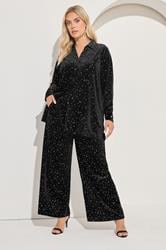 YOURS Plus Size Black Star Print Velour Shirt | Yours Clothing 2