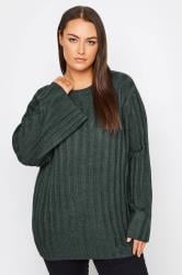 Evans Teal Green Ribbed Knit Bell Sleeve Jumper 1