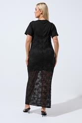 LIMITED COLLECTION Plus Size Black Lace 2-In-1 Maxi Dress | Yours Clothing 2
