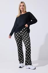 LIMITED COLLECTION Plus Size Black Polka Dot Flared Trousers | Yours Clothing 1