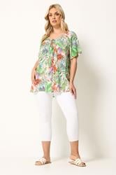 YOURS Plus Size White Tropical Pintuck Blouse | Yours Clothing 1