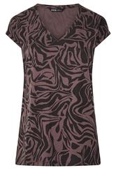 YOURS Plus Size Brown Zebra Print V-Neck T-Shirt | Yours Clothing 1