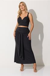 LIMITED COLLECTION Plus Size Black Tie Maxi Skirt | Yours Clothing 1