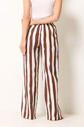 LTS Tall Women's White & Brown Stripe Wide Leg Trousers | Long Tall Sally 2