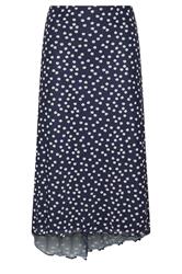 LTS Tall Navy Blue Polka Dot Dipped Hem Mesh Midi Skirt