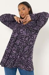 YOURS Plus Size Purple Paisley Print Pleat Front Top | Yours Clothing 3