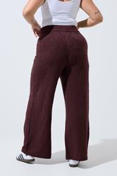 LIMITED COLLECTION Plus Size Chocolate Brown Rose Knitted Wide Leg Trousers | Yours Clothing 2
