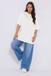 YOURS Plus Size White Relaxed Longline T-Shirt | Yours Clothing 1
