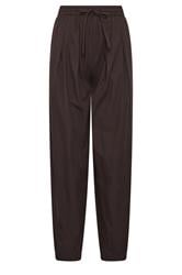 LTS Tall Chocolate Brown Cotton Barrel Leg Trousers