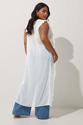 LIMITED COLLECTION Plus Size White Chiffon Frill Kimono | Yours Clothing 3