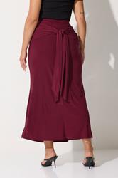 LIMITED COLLECTION Plus Size Burgundy Red Tie Maxi Skirt | Yours Clothing 5