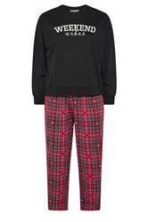 YOURS Plus Size Black 'Weekend Vibes' Sweatshirt Lounge Set | Yours Clothing 5