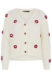 YOURS Curve Ivory White Applique Flower Cardigan