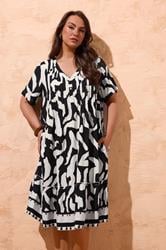 EVANS Plus Size Black Abstract Pintuck Dress | Evans 3