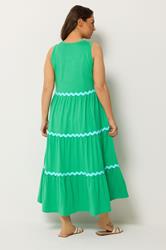 YOURS Plus Size Green Swirl Trim Tiered Maxi Dress | Yours Clothing 4