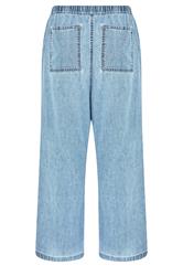 YOURS Plus Size Mid Blue Drawstring Wide Leg Jeans | Yours Clothing 6