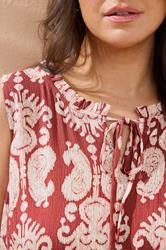 EVANS Plus Size Rust Orange Paisley Tie Neck Dress | Evans 4