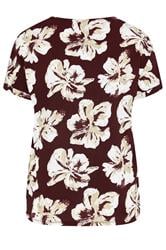 EVANS Curve Berry Red Floral V-Neck Top | Evans 6