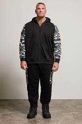 BadRhino Big & Tall Black Camo Print Zip Through Hoodie | BadRhino 1