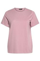 YOURS Curve Pink Diamante Embellished T-Shirt