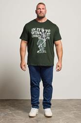 JACK & JONES Big & Tall Duffel Green Chess Graphic T-Shirt | BadRhino 1