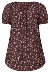 YOURS Plus Size Chocolate Brown Floral Blouse | Yours Clothing 2